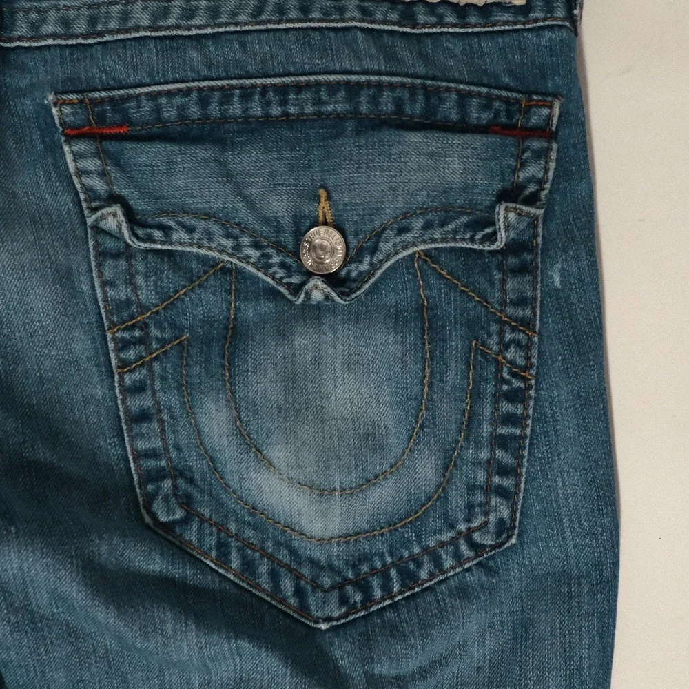 True Religion Mens Jeans  Blue Bootcut Size 36 RN#112790